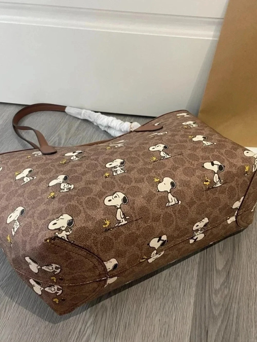 Coach Snoopy Brown Signature Tote Bag